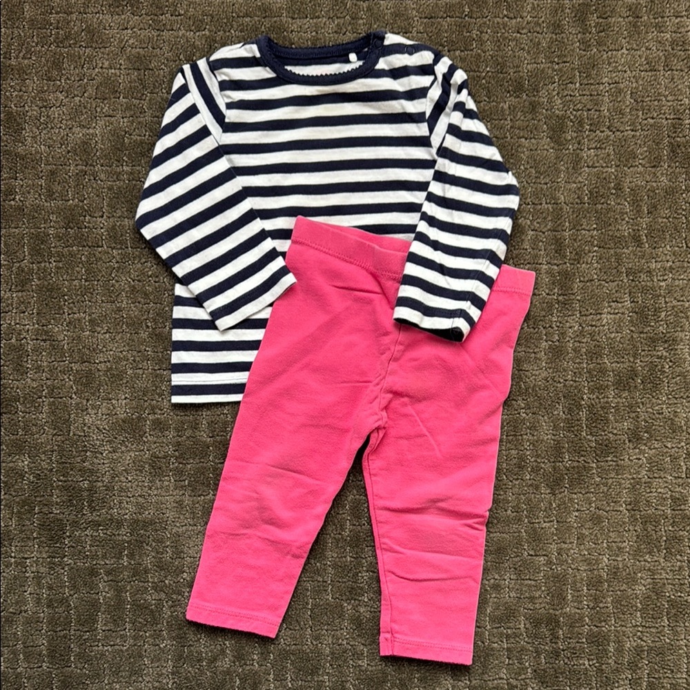Striped Long Sleeve Shirt and Pink Pants Set